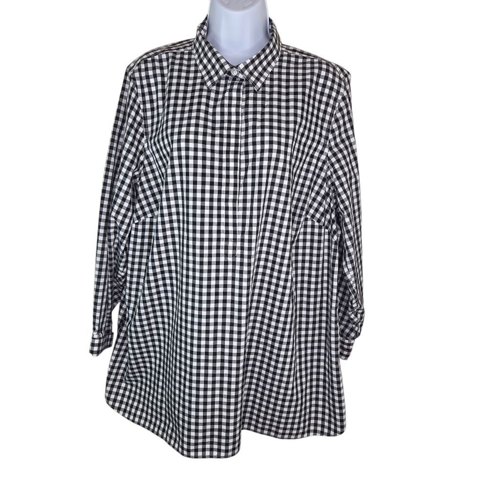 Lands' End No Iron Supima Gingham Blouse Top Size 20W